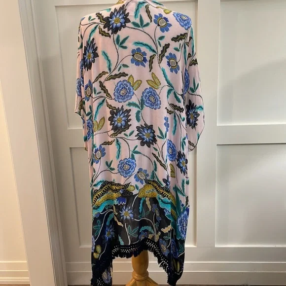 REBECCA MINKOFF Blush Pink and Navy Oversize Kimono. One Size - Picture 6 of 8